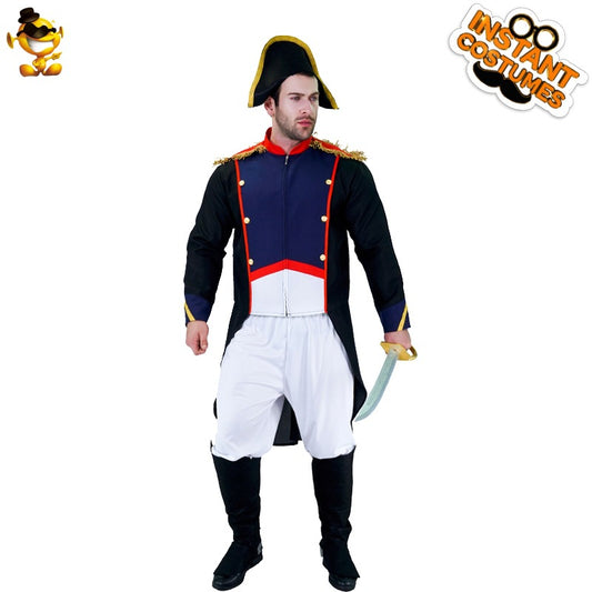 Napoleon military officer costume for men, cosplay uniform, stage performance outfit, Halloween costume