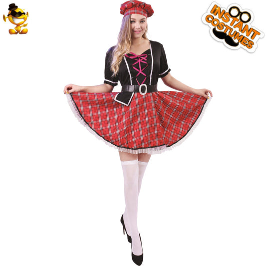 Scottish National Costume for Women Carnival Party Outfit Stage Performance Dress Cosplay Halloween