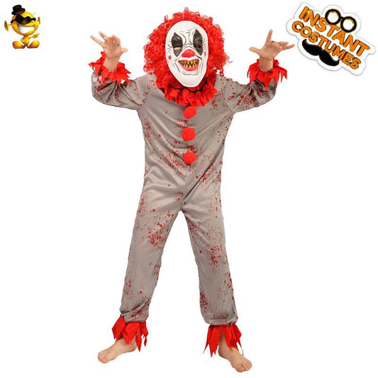 halloween kids clown costume demon jester cosplay outfit stage performance scary clown suit for boys