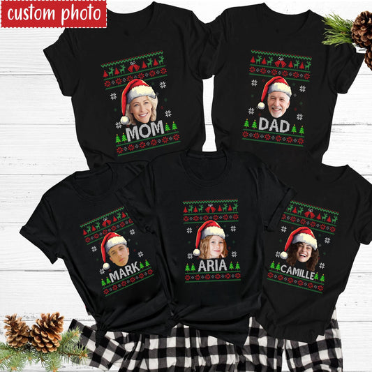 Personalized Family Christmas Shirt, Custom Face Santa Shirt img 1