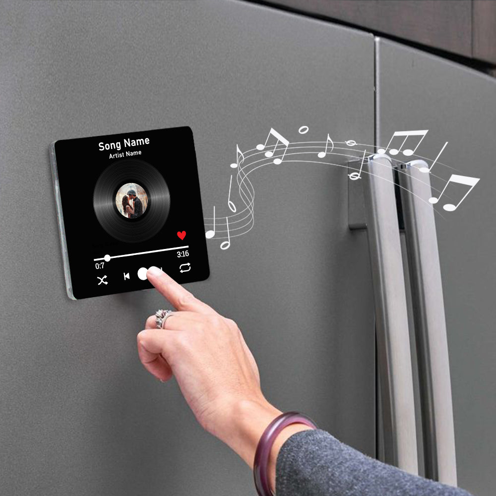 Personalized music refrigerator magnet with photo song name img 2