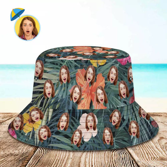 Custom Bucket Hat Face Personalized Wide Brim Hawaiian Style img 1
