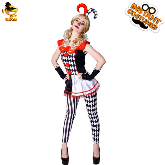 Halloween adult women circus clown costume for cosplay and stage performance