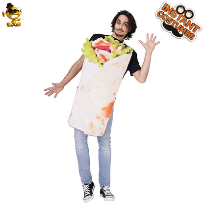Halloween adult couples funny food costume pizza roll cosplay outfit for parties