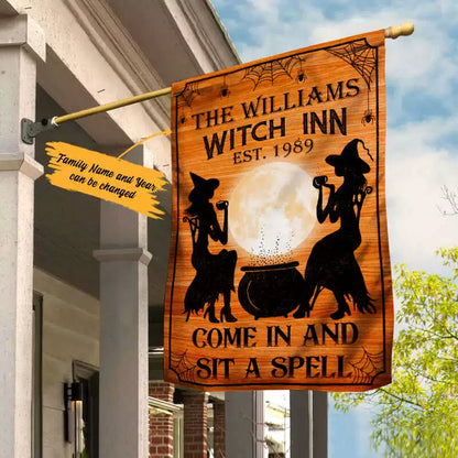 Personalized Witch Halloween Flag