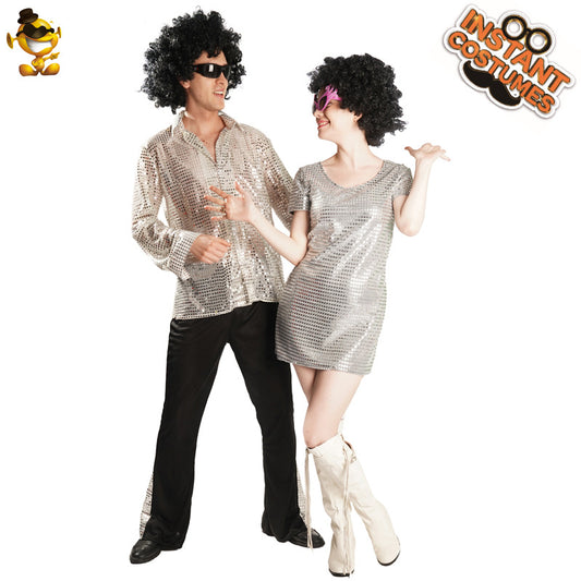 Costume disco des années 80 pour couples, tenue de danse rétro, performance sur scène, cosplay, fête d'Halloween