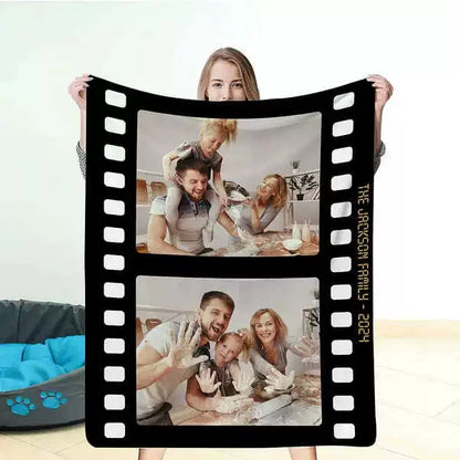 Personalized Vintage Film Style Photo Collage Blanket Gift