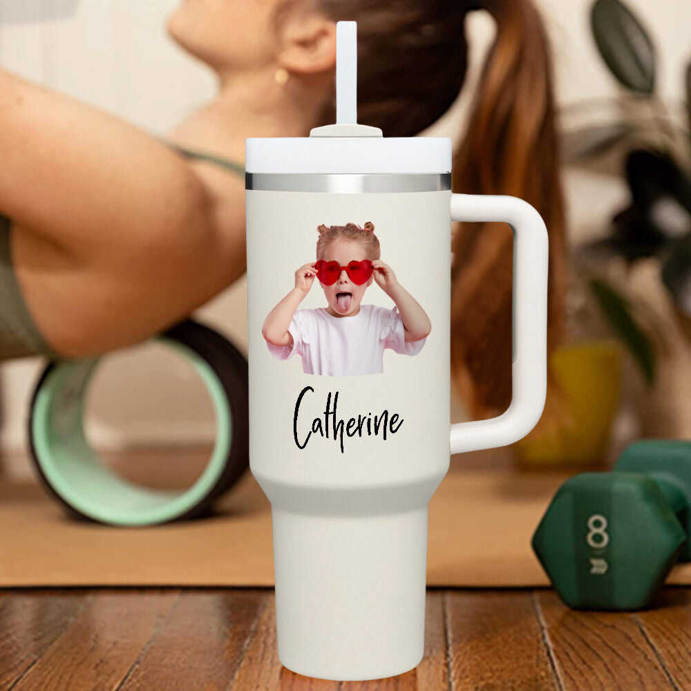 Personalized 40 oz Insulated Mug with Handle and Straw img 0