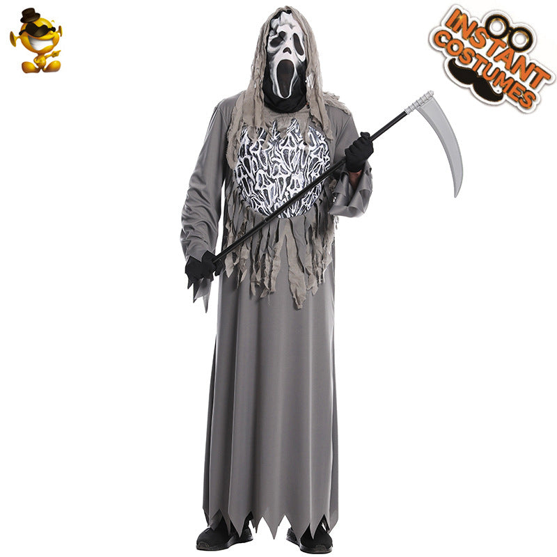 Grey horror chain ghost costume for Halloween party cosplay stage performance
