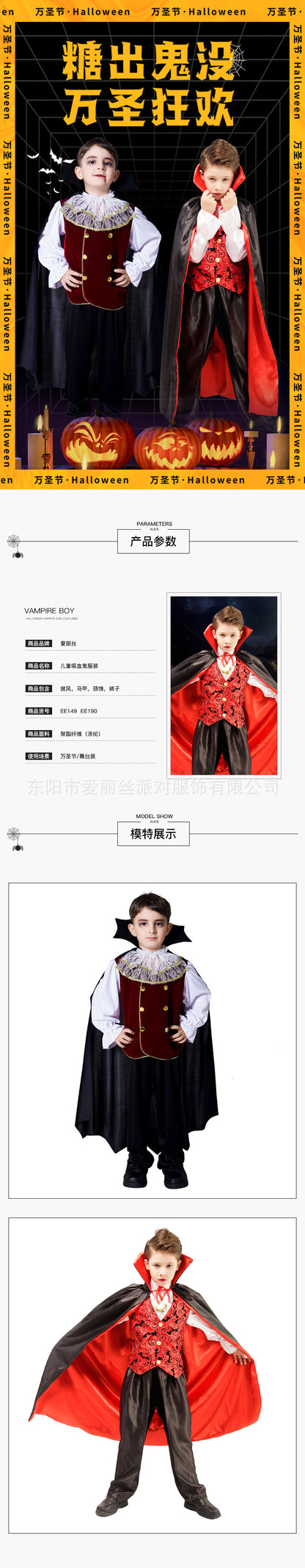 halloween scary kids costume cosplay vampire boy party outfit