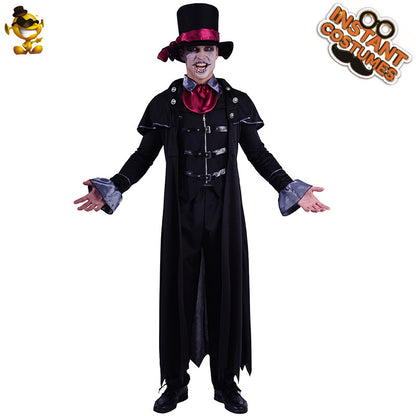 Costume de vampire maléfique steampunk avec cape pour homme, tenue d'horreur gothique pour Halloween et cosplay
