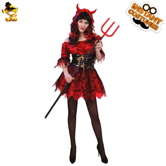 Costume de diable rouge pour femme, tenue de scène fantôme, reine vampire, cosplay d'Halloween