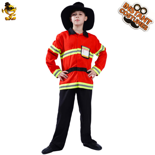 boys firefighter costume for halloween cosplay party and stage performance