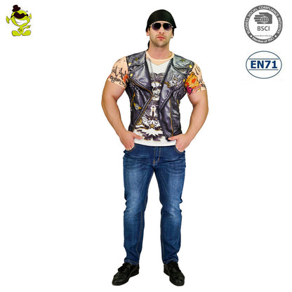 T-shirt imprimé numérique Halloween, costume de cowboy, pompier, pirate, homme des cavernes, pour fête sur scène, cosplay