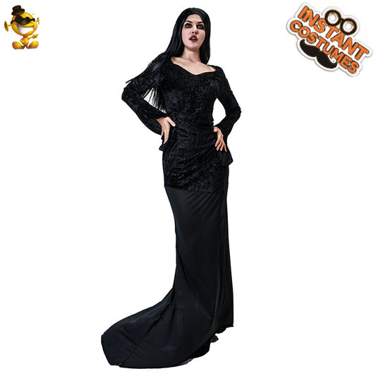 dark queen long dress halloween cosplay costume for party stage performance