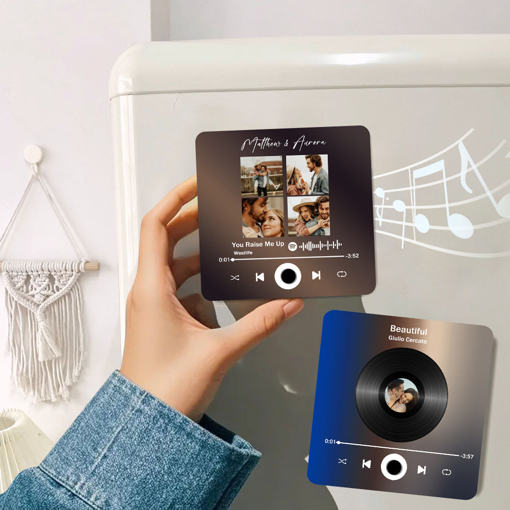 Custom Music Fridge Magnet,Personalized 4 Photo for Couple img 4
