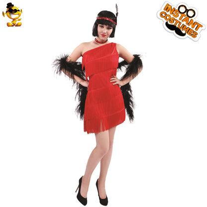 Robe à franges vintage pour femme, style années 1930, costume de garçonne pour cosplay, fête d'Halloween