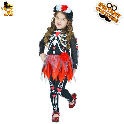 Halloween childrens ghost skeleton costume stage performance cosplay outfit