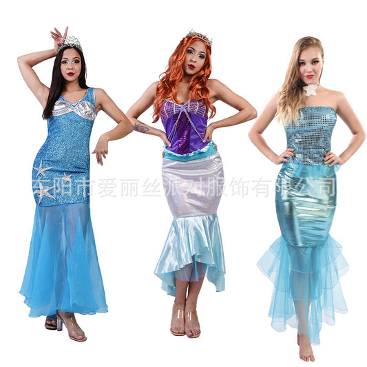 Costume de sirène pour femme, tenue de cosplay d'Halloween, de spectacle sur scène, de fête