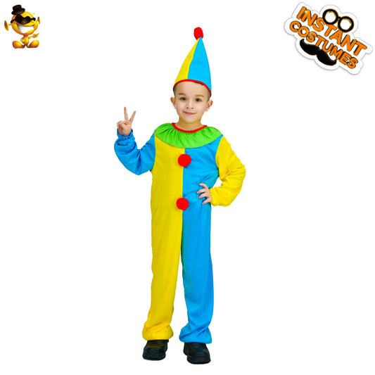 Costume de clown pour garçon, tenue d'Halloween, performance sur scène, cosplay, costume de fête
