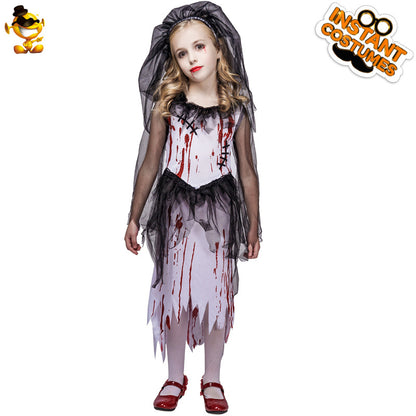 Halloween scary bloodstained girl ghost bride costume for cosplay stage performance and party