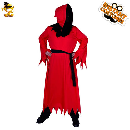 Red Devil Costume for Men Halloween Party Cosplay Robe Stage Performance Outfit