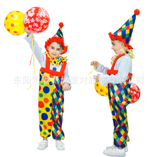 Halloween kids cute clown costume for circus role play and stage performance