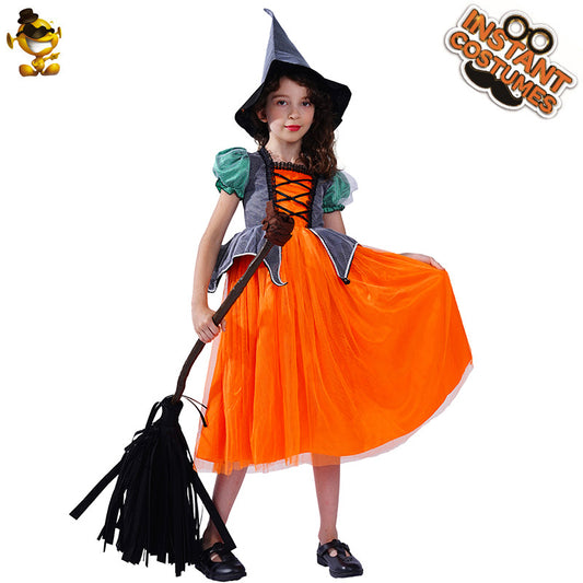 Halloween pumpkin witch cosplay costume for girls party stage performance role play outfit