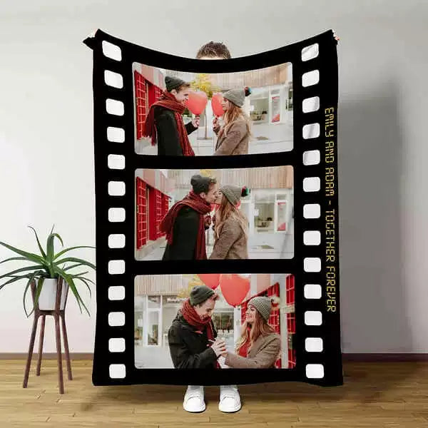 Personalized Vintage Film Style Photo Collage Blanket Gift img 2