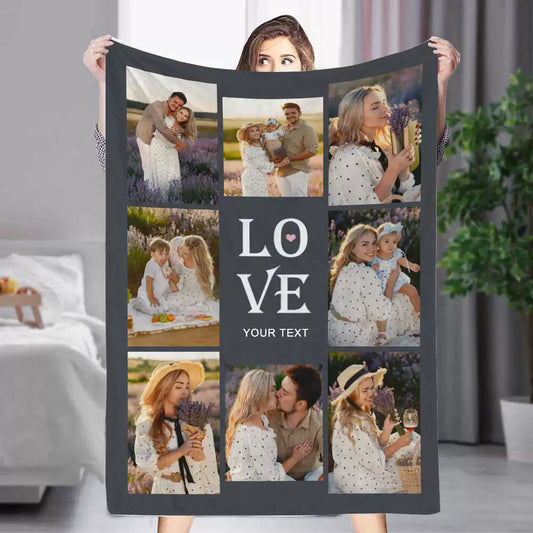 Custom 8 Photos&Text Love Fleece Blanket img 1