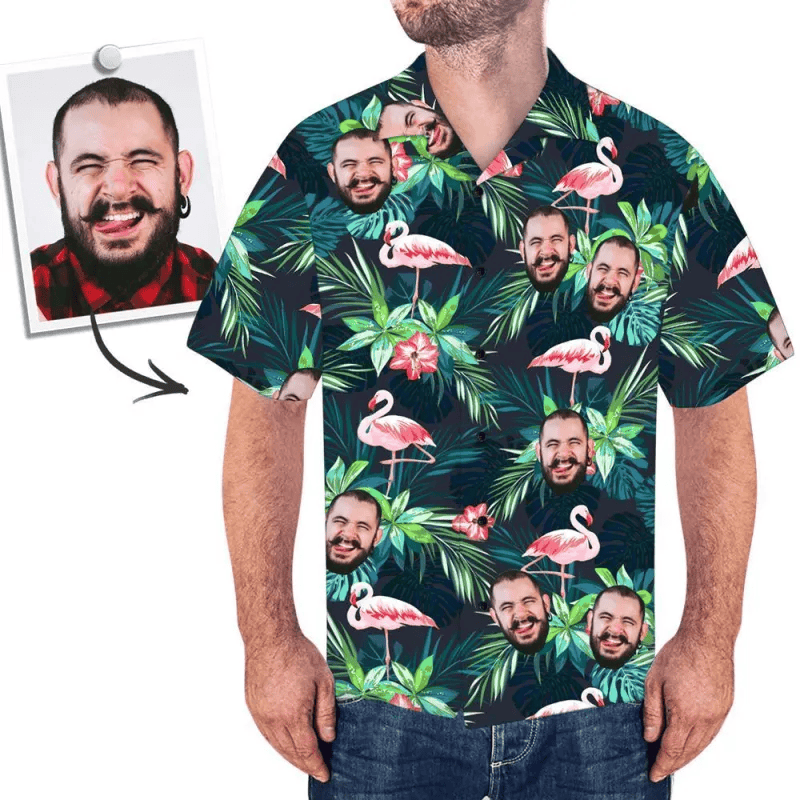 Custom Photo Shirt Men 3D Print Hawaiian Shirt Warm Family img 2