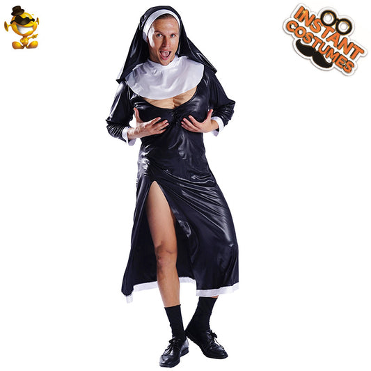 Halloween costume nun outfit for men cosplay party performance stage costume