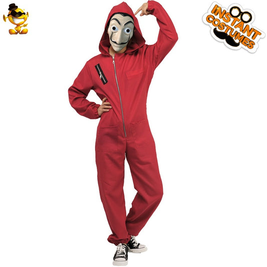 red jumpsuit for cosplay costume Halloween party stage performance mystery character role play