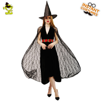 Halloween adult women long dress witch costume for stage performance and cosplay