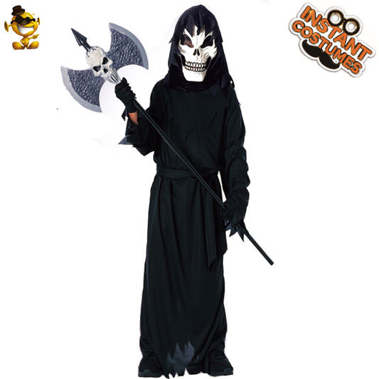 kids dark judge halloween costume with scary demon scythe