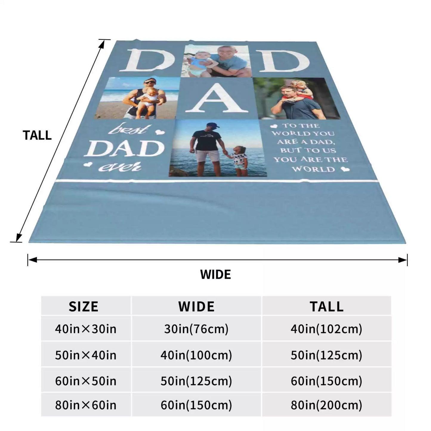 Personalized Photo Blanket for Dad, Father's Day Blanket
