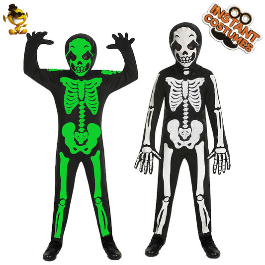 glow in the dark skeleton jumpsuit for kids halloween cosplay costume party performance