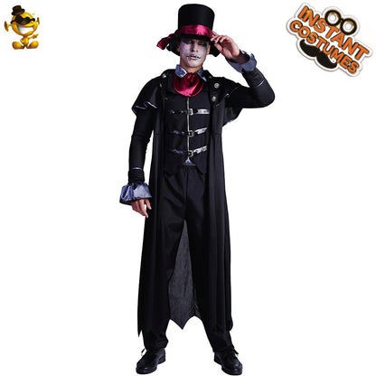 Costume de vampire maléfique steampunk avec cape pour homme, tenue d'horreur gothique pour Halloween et cosplay