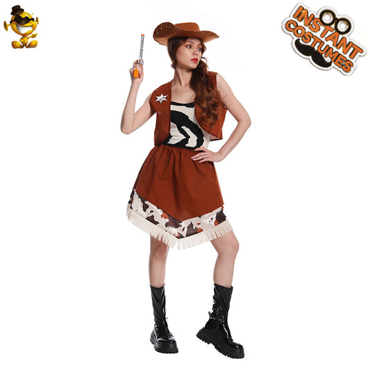 women's denim skirt for Halloween cosplay western cowboy costume party performance outfit