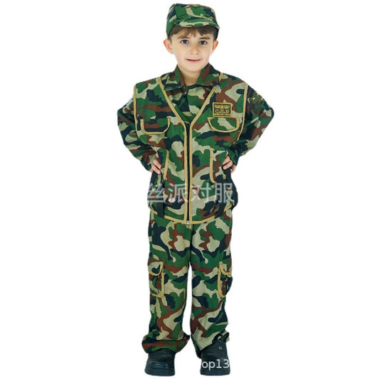 kids camouflage soldier costume for halloween cosplay role play