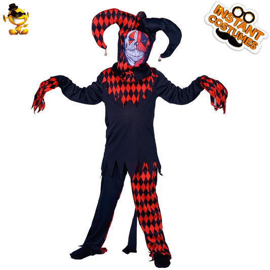evil clown costume for kids halloween cosplay scary realistic stage role play outfit