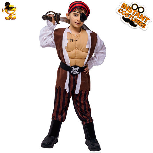 Costume de pirate rembourré pour garçon, idéal pour Halloween, cosplay ou représentation sur scène
