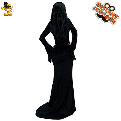 dark queen long dress halloween cosplay costume for party stage performance