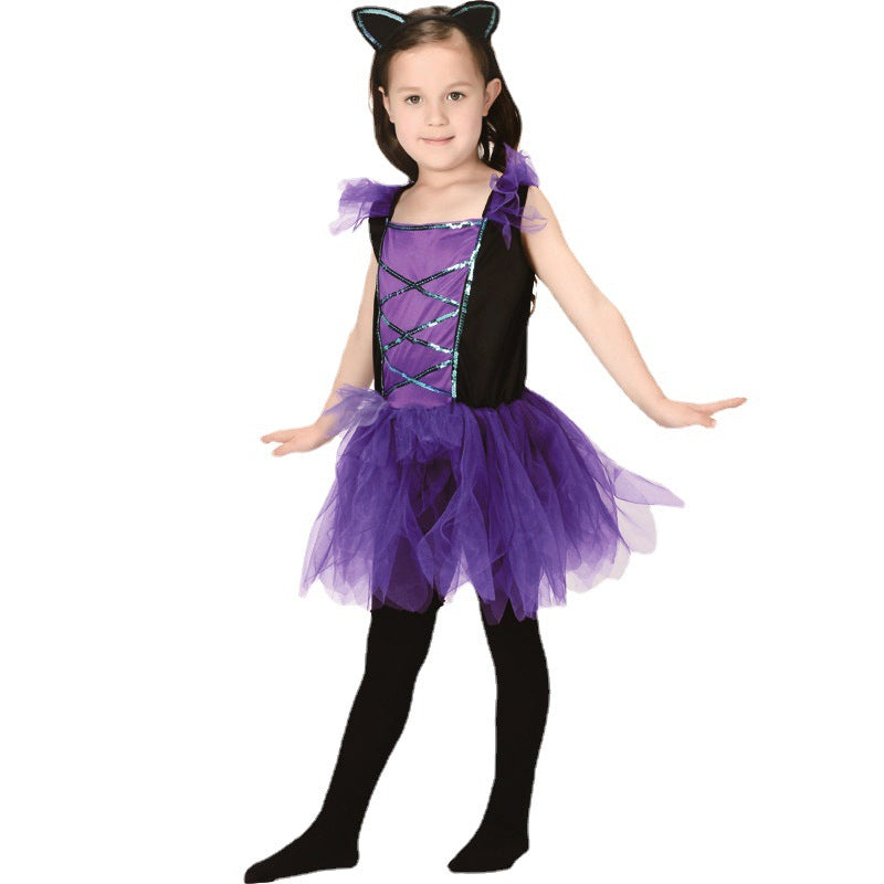 girls halloween ballet cat costume dance dress party stage outfit cosplay