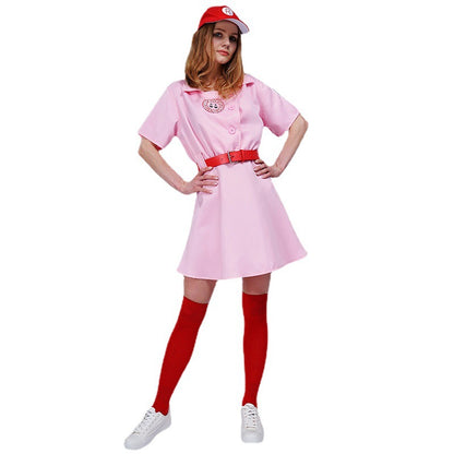 Ensemble veste de baseball rose pour femme, vêtements de sport décontractés, costume de cosplay pour Halloween et fêtes