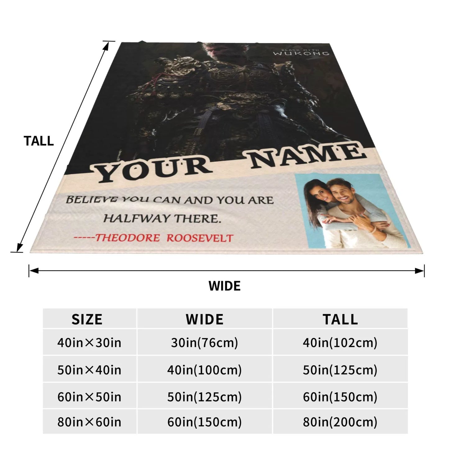 Custom Black Wukong Personalized Wool Blanket