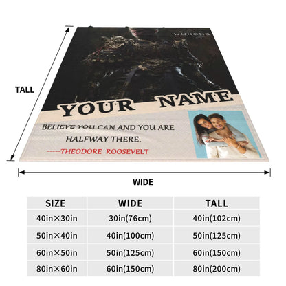Custom Black Wukong Personalized Wool Blanket