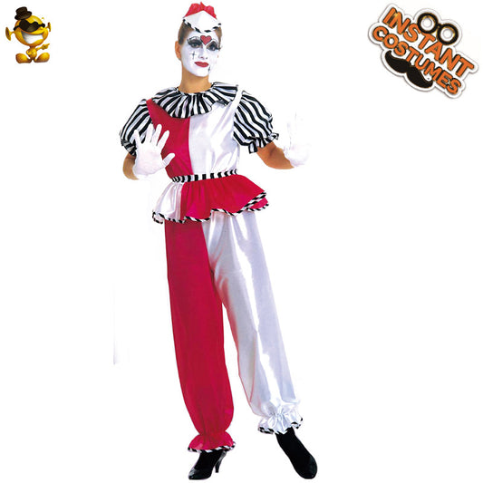 Costume de clown mime d'opéra pour femme adulte d'Halloween pour représentation sur scène et cosplay de fête