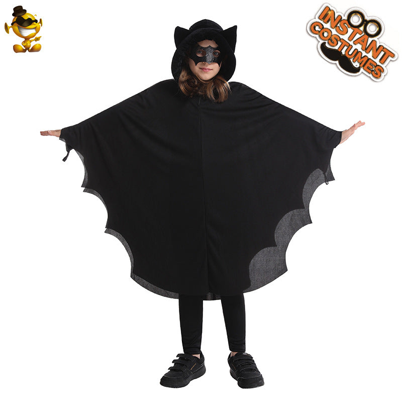 Halloween kids bat costume with hood for cosplay and stage performances