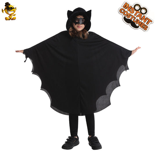 Halloween kids bat costume with hood for cosplay and stage performances